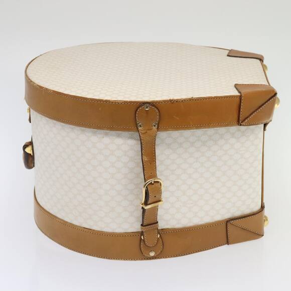 CELINE Macadam Canvas Hat Case Trunk Pvc Leather White - Picture 3 of 16